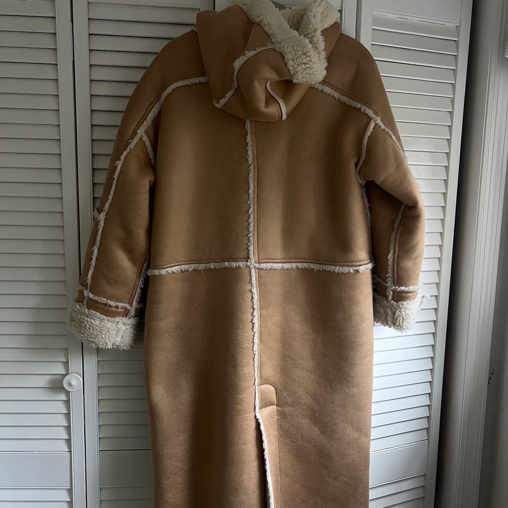 Women's Tan Shearling Coat - Picture 14 of 14